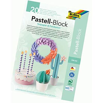 Folia 678 pastelblok met 10 vellen kleurpapier en fotokarton, DIN A4, op kleur gesorteerd, de ideale basis voor veel knutselwerk Folia 678 pastelblok met 10 vellen kleurpapier en fotokarton, DIN A4, op kleur gesorteerd, de ideale basis voor veel knutselwerk