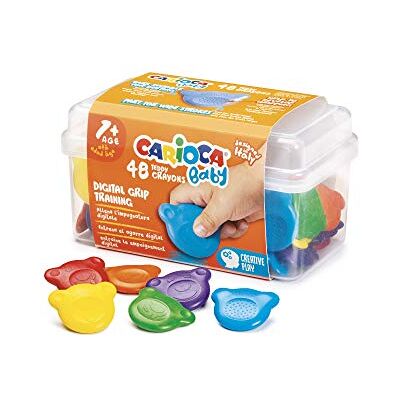 CARIOCA Baby Teddy potloden, kleurpotloden voor kinderen vanaf 1 jaar, in de vorm van een beer, 48 stuks CARIOCA Baby Teddy potloden, kleurpotloden voor kinderen vanaf 1 jaar, in de vorm van een beer, 48 stuks