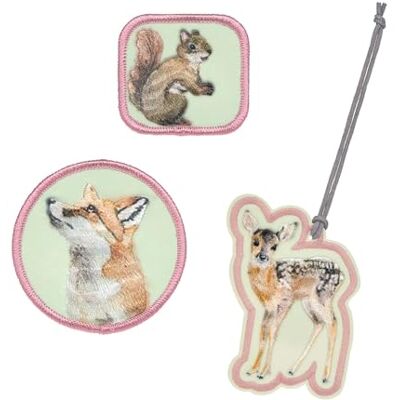 Lässig Set van hangers en patches (3 stuks) met drukknop / schoolpatches set bos Lässig Set van hangers en patches (3 stuks) met drukknop / schoolpatches set bos