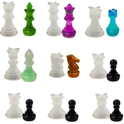 HOINCO 9 stuks siliconen vormen voor schaakstukken, van siliconen, 3D-schaakstukken, knutselen, woondecoratie HOINCO 9 stuks siliconen vormen voor schaakstukken, van siliconen, 3D-schaakstukken, knutselen, woondecoratie