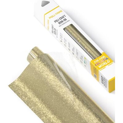 POLI-TAPE POLI-FLEX Pearl Glitter textielfolie, flexibel met glittereffect, opstrijkbaar, plotter voor DIY T-shirts, champagne, 30,5 cm x 61 cm POLI-TAPE POLI-FLEX Pearl Glitter textielfolie, flexibel met glittereffect, opstrijkbaar, plotter voor DIY T-shirts, champagne, 30,5 cm x 61 cm