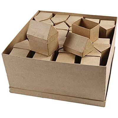 Creativ Kartonnen maché-huizen, bruin, 37 x 12 x 37 cm, 40 stuks Creativ Kartonnen maché-huizen, bruin, 37 x 12 x 37 cm, 40 stuks