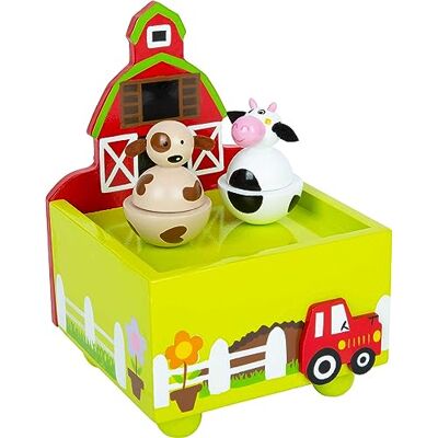 small foot farm music box, made of wood with cheerful animal motieven, music clock for children aged 3 and up, 11715 small foot farm music box, made of wood with cheerful animal motieven, music clock for children aged 3 and up, 11715