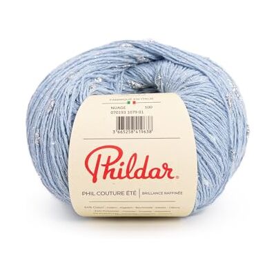 Phildar Phil Couture Zomerwol – wol voor haken en breien – 64% katoen, 2% polyamide, 34% polyester metallic – naald nr. 3 – kleur blauw Phildar Phil Couture Zomerwol – wol voor haken en breien – 64% katoen, 2% polyamide, 34% polyester metallic – naald nr. 3 – kleur blauw