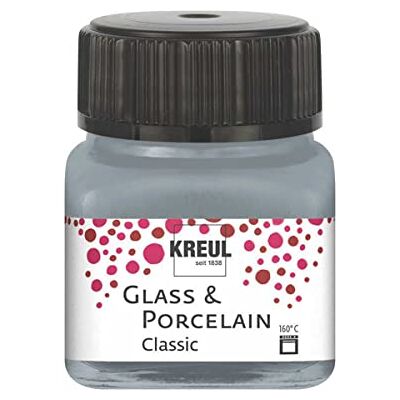 KREUL 16246 Glass & Porcelain Classic verf voor glas en porselein op waterbasis, sneldrogend, ondoorzichtig, 20 ml glas, metallic zilver KREUL 16246 Glass & Porcelain Classic verf voor glas en porselein op waterbasis, sneldrogend, ondoorzichtig, 20 ml glas, metallic zilver
