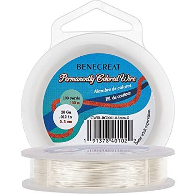 BENECREAT Aanslagbestendige zilverdraad, 28 gauge (0,3 mm), koperdraad voor het maken van sieraden, 100 m BENECREAT Aanslagbestendige zilverdraad, 28 gauge (0,3 mm), koperdraad voor het maken van sieraden, 100 m