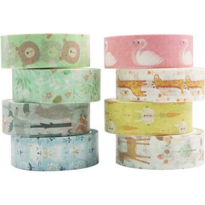 YUBBAEX Washi tape set decoratieve tape voor knutselen, bullet journal, handwerk, geschenkverpakking, scrapbooking (Little Zoo) YUBBAEX Washi tape set decoratieve tape voor knutselen, bullet journal, handwerk, geschenkverpakking, scrapbooking (Little Zoo)