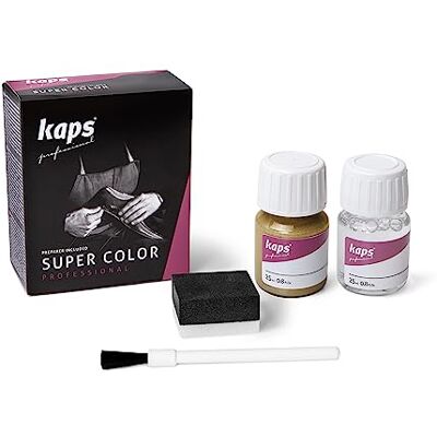 Kaps Kleurstof met primer Super, voor natuurlijk en kunstleer en textiel, schoenen, tassen, accessoires, kleurverf, 70 kleuren, 406 Old Gold 25ml - 0.85 fl. Oz. Kaps Kleurstof met primer Super, voor natuurlijk en kunstleer en textiel, schoenen, tassen, accessoires, kleurverf, 70 kleuren, 406 Old Gold 25ml - 0.85 fl. Oz.