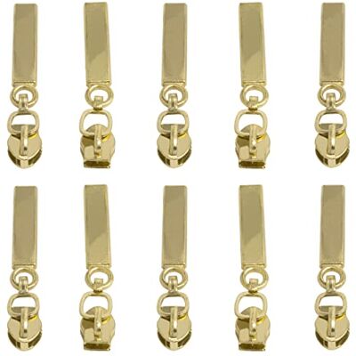 AERZETIX C62949 Set van 10 sliders nr. 3 niet afsluitbaar voor spiraalvormige ritssluiting met decoratieve trekker Goudkleurig Metaal Lederwerk Verpakking zak kleding AERZETIX C62949 Set van 10 sliders nr. 3 niet afsluitbaar voor spiraalvormige ritssluiting met decoratieve trekker Goudkleurig Metaal Lederwerk Verpakking zak kleding
