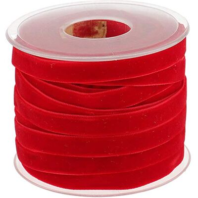 POFET Rol fluwelen lint voor knutselen en decoreren, rood, 10 mm breed POFET Rol fluwelen lint voor knutselen en decoreren, rood, 10 mm breed