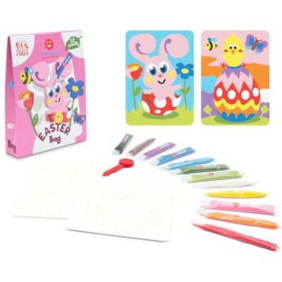Sabbiarelli Bag Pasen Mini Sand Art Set met Pasen Bevat zelfklevende tekeningen, gekleurd zand en mini-spatel, 100% Made in Italy, knutselwerk, kinderen 5-12 jaar Sabbiarelli Bag Pasen Mini Sand Art Set met Pasen Bevat zelfklevende tekeningen, gekleurd zand en mini-spatel, 100% Made in Italy, knutselwerk, kinderen 5-12 jaar