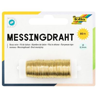 Folia 79465 messing draad, goudkleurig, 1 spoel 0,3 mm x 80 m, ideaal voor knutselwerk, bloemstukken en sieraden Folia 79465 messing draad, goudkleurig, 1 spoel 0,3 mm x 80 m, ideaal voor knutselwerk, bloemstukken en sieraden