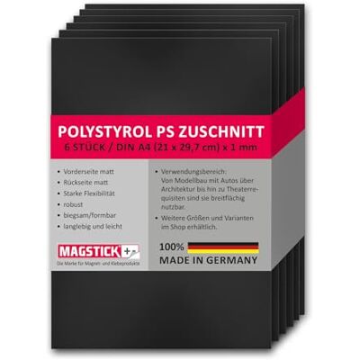Magstick Mag_275 5 piepschuimplaat, zwart, hardboard, kunststof, A3-formaat, PS gesneden, 29,7 x 42 cm, modelbouw, architectuur Magstick Mag_275 5 piepschuimplaat, zwart, hardboard, kunststof, A3-formaat, PS gesneden, 29,7 x 42 cm, modelbouw, architectuur