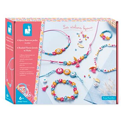 Janod Set van 6 bloemensieraden om te maken van rocailleparels – de ateliers sieraden – creatieve vrijetijdsset voor kinderen – leren fijne motoriek en creativiteit – vanaf 6 jaar – J07998 Janod Set van 6 bloemensieraden om te maken van rocailleparels – de ateliers sieraden – creatieve vrijetijdsset voor kinderen – leren fijne motoriek en creativiteit – vanaf 6 jaar – J07998