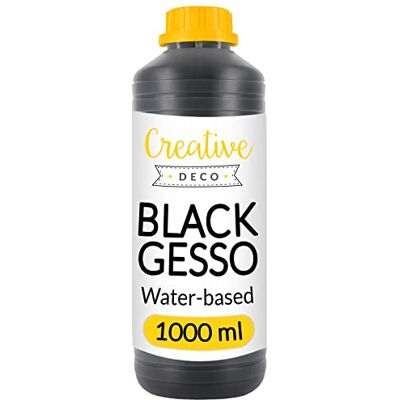 Creative Gesso acryladditief zwart, 1 l, onderlaag, primer en vloeibare bereiding van acrylverf, perfecte afdekking, ideaal voor hout, papier, glas, vergeelt niet Creative Gesso acryladditief zwart, 1 l, onderlaag, primer en vloeibare bereiding van acrylverf, perfecte afdekking, ideaal voor hout, papier, glas, vergeelt niet