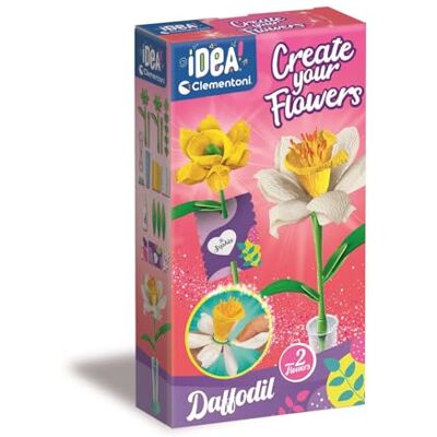 Clementoni Idea Create Your Flowers, creatieve set voor het samenstellen van bloemen, kinderen van 8 jaar met 2 papieren narcissen om in elkaar te zetten en te personaliseren, cadeau-idee voor spel Clementoni Idea Create Your Flowers, creatieve set voor het samenstellen van bloemen, kinderen van 8 jaar met 2 papieren narcissen om in elkaar te zetten en te personaliseren, cadeau-idee voor spel