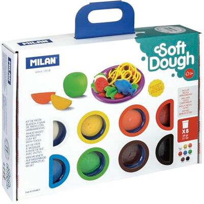 MILAN Koffer met 8 bots, 59 g, zachte pasta Soft Dough met gereedschap 'Hora de Cook', meerkleurig (FACTIS, S.A. 913308CT) MILAN Koffer met 8 bots, 59 g, zachte pasta Soft Dough met gereedschap 'Hora de Cook', meerkleurig (FACTIS, S.A. 913308CT)