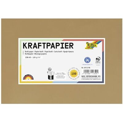 Folia Kraftpapier, 120 g/m², A5, 100 vellen, zwart Folia Kraftpapier, 120 g/m², A5, 100 vellen, zwart