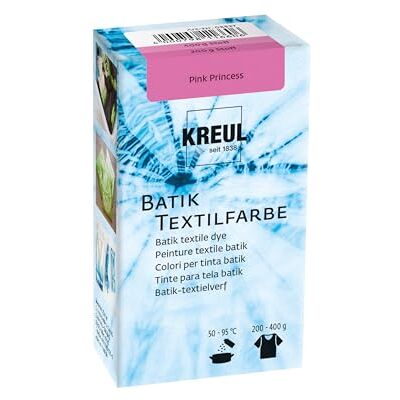 KREUL 98527 Batik Pink Princess textielverf, 70 g, kleurpoeder voor het verven en verven van textiel KREUL 98527 Batik Pink Princess textielverf, 70 g, kleurpoeder voor het verven en verven van textiel