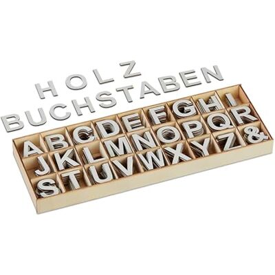 Relaxdays 324 hoofdletters A tot Z hout 3 cm kleine letters om te knutselen, decoratie, grijs Relaxdays 324 hoofdletters A tot Z hout 3 cm kleine letters om te knutselen, decoratie, grijs