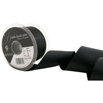 Berisfords 10 satijnen lint, 50mm x 20m, zwart Berisfords 10 satijnen lint, 50mm x 20m, zwart