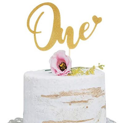 LeeLeeAn Gouden taartdecoratie voor de 1e verjaardag hartvormige taartdecoratiebenodigdheden met gouden glitter aan één kant Photo Booth-rekwisieten LeeLeeAn Gouden taartdecoratie voor de 1e verjaardag hartvormige taartdecoratiebenodigdheden met gouden glitter aan één kant Photo Booth-rekwisieten