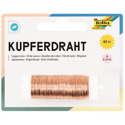 Folia 79244 koperdraad, 1 spoel 0,3 mm x 80 m ideaal voor knutselen, composities en containers Folia 79244 koperdraad, 1 spoel 0,3 mm x 80 m ideaal voor knutselen, composities en containers