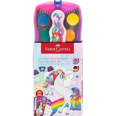 Faber-Castell 125035 Eenhoorn aquarelverfdoos met 12 kleuren met ondoorzichtige witte buis en sticker Faber-Castell 125035 Eenhoorn aquarelverfdoos met 12 kleuren met ondoorzichtige witte buis en sticker