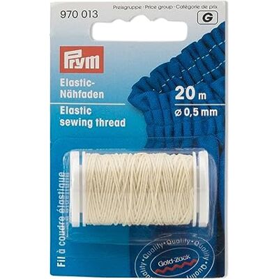 Prym _970013-1 elastisch naaigaren, 0,5 mm, natuurlijk wit Prym _970013-1 elastisch naaigaren, 0,5 mm, natuurlijk wit