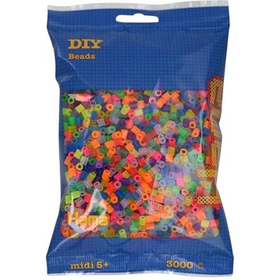 Hama 201-80 – parels, 3000 stuks, transparant, neonkleuren Hama 201-80 – parels, 3000 stuks, transparant, neonkleuren