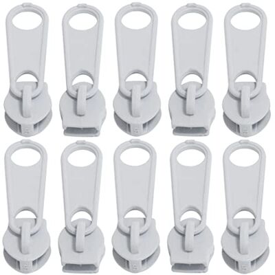 AERZETIX C62800 Set van 10 schuifregelaars nr. 5 niet afsluitbaar voor rits spiraal kleur: pastel grijs metaal rok jurk lederwaren ontwerp kussen AERZETIX C62800 Set van 10 schuifregelaars nr. 5 niet afsluitbaar voor rits spiraal kleur: pastel grijs metaal rok jurk lederwaren ontwerp kussen