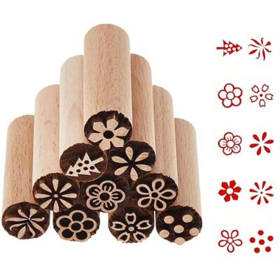 XinYangMao Set van 10 natuurlijke houten stempels voor keramiek en klei, gereedschapsset met bloemen en geometrische patronen voor het decoreren, scrapbooking, stoffen en koekjes, knutselstempels voor XinYangMao Set van 10 natuurlijke houten stempels voor keramiek en klei, gereedschapsset met bloemen en geometrische patronen voor het decoreren, scrapbooking, stoffen en koekjes, knutselstempels voor