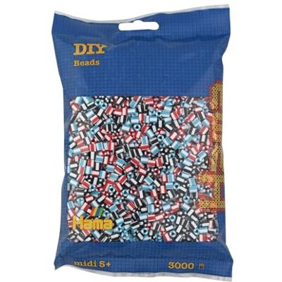 Hama Vrije tijd midi-zakje 3000 tweekleurige parels 1, 201-91, meerkleurig Hama Vrije tijd midi-zakje 3000 tweekleurige parels 1, 201-91, meerkleurig