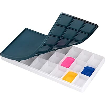 Heveer Mengpalet Plastic Verfdoos met Zacht Deksel voor Aquarel Acryl Olieverf 24 Vakken Heveer Mengpalet Plastic Verfdoos met Zacht Deksel voor Aquarel Acryl Olieverf 24 Vakken
