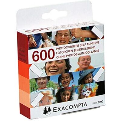 EXACOMPTA Ref. 12990E, 1 doos met 600 transparante fotohoeken, kristalglas, 10 stuks, praktisch om op te plakken, verpakt in een dispenserbox EXACOMPTA Ref. 12990E, 1 doos met 600 transparante fotohoeken, kristalglas, 10 stuks, praktisch om op te plakken, verpakt in een dispenserbox