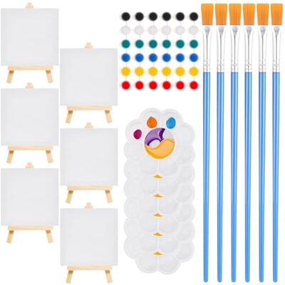 YOYEAH 30-delige mini-schildersezelset met canvas, mini-toilet met houten ezel (6 sets), klein canvas om te schilderen, kleine schildersezel, voor beginners, vrije tijd, schilders en kinderen YOYEAH 30-delige mini-schildersezelset met canvas, mini-toilet met houten ezel (6 sets), klein canvas om te schilderen, kleine schildersezel, voor beginners, vrije tijd, schilders en kinderen