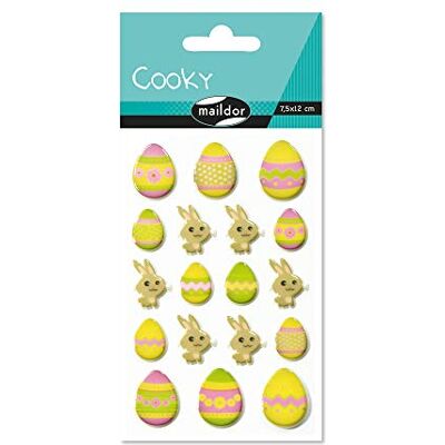 Maildor CY018O een zakje met 3D-stickers Cooky, 1 vel 7,5 x 12 cm, konijnen en eieren (18 stickers) Maildor CY018O een zakje met 3D-stickers Cooky, 1 vel 7,5 x 12 cm, konijnen en eieren (18 stickers)