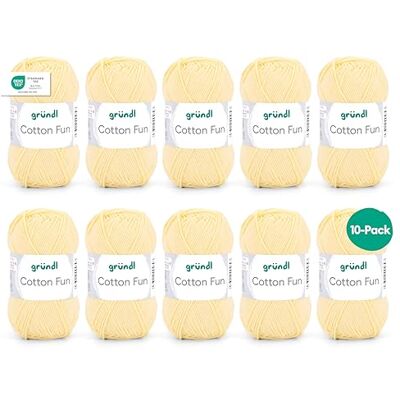 Gründl Cotton Fun wol, katoen, pastelgeel, 27,00 x 11,00 x 07,00 cm, 10 stuks Gründl Cotton Fun wol, katoen, pastelgeel, 27,00 x 11,00 x 07,00 cm, 10 stuks