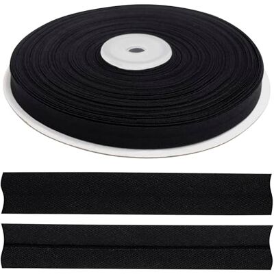 AERZETIX C77406 Gevouwen biesband voor naaien 25 meter x 10 mm 20% katoen en 80% polyester Kleur zwart AERZETIX C77406 Gevouwen biesband voor naaien 25 meter x 10 mm 20% katoen en 80% polyester Kleur zwart