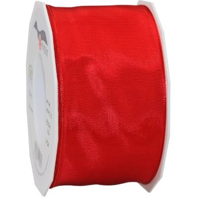 PRÄSENT Lyon Lint met rode metalen rand, 25 m, decoratielint voor decoratie en knutselen, 60 mm breed, licht flexibel lint, voor feestelijke decoraties en gelegenheden PRÄSENT Lyon Lint met rode metalen rand, 25 m, decoratielint voor decoratie en knutselen, 60 mm breed, licht flexibel lint, voor feestelijke decoraties en gelegenheden