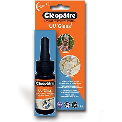 Cléopâtre CLEOPATRE UV'Glass – uv-led-hars, klaar voor gebruik, sneldrogend, formaat 25 g Cléopâtre CLEOPATRE UV'Glass – uv-led-hars, klaar voor gebruik, sneldrogend, formaat 25 g