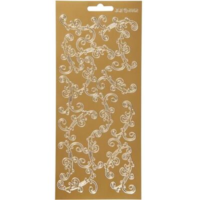 Creativ Stickers, blad, 10 x 23 cm, goudkleurig, spiralen, 1 l. Creativ Stickers, blad, 10 x 23 cm, goudkleurig, spiralen, 1 l.