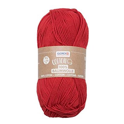 GLOREX 5 1004 04, katoen, 100% katoen, veelzijdig voor breien, haken en knutselen, zeer goede kwaliteit, zacht en wasbaar, 50 g, ca. 170 m, rood GLOREX 5 1004 04, katoen, 100% katoen, veelzijdig voor breien, haken en knutselen, zeer goede kwaliteit, zacht en wasbaar, 50 g, ca. 170 m, rood