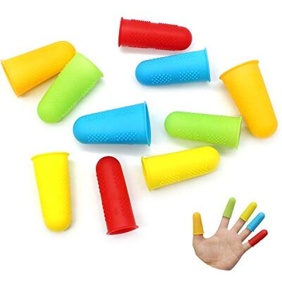 Hocadrv 10 stuks siliconen vingerbeschermers voor hete lijmpistool voor naaien, was, tuinieren, lijm, scrapbooking, knutselen, 5 kleuren, 3 maten Hocadrv 10 stuks siliconen vingerbeschermers voor hete lijmpistool voor naaien, was, tuinieren, lijm, scrapbooking, knutselen, 5 kleuren, 3 maten