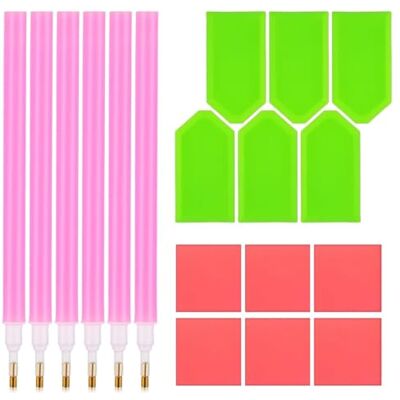 WOLMIK Diamantkunstgereedschap: 18 doe-het-zelf diamantschildersets, 5D-trays met pengrepen en lijmklei, kinderaccessoires WOLMIK Diamantkunstgereedschap: 18 doe-het-zelf diamantschildersets, 5D-trays met pengrepen en lijmklei, kinderaccessoires