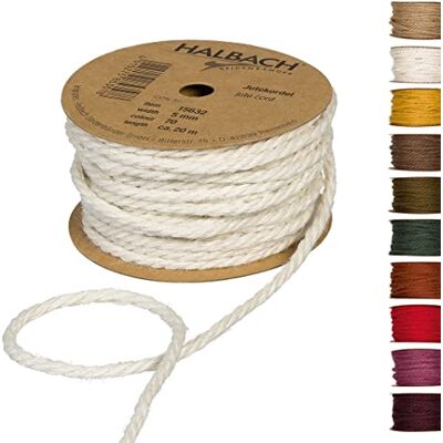 Halbach Seidenbänder Jute koord, crème, 5 mm, 20 m Halbach Seidenbänder Jute koord, crème, 5 mm, 20 m