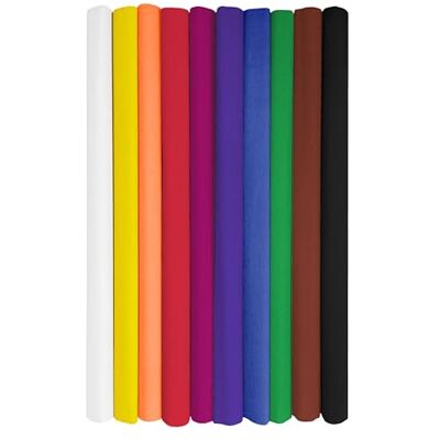 Interdruk Crepe Paper Rolls for Kids, DIY and Decorations Pack van 10 Reels (50 cm x 200 cm, 28 g/m²) 10 verschillende kleuren Interdruk Crepe Paper Rolls for Kids, DIY and Decorations Pack van 10 Reels (50 cm x 200 cm, 28 g/m²) 10 verschillende kleuren