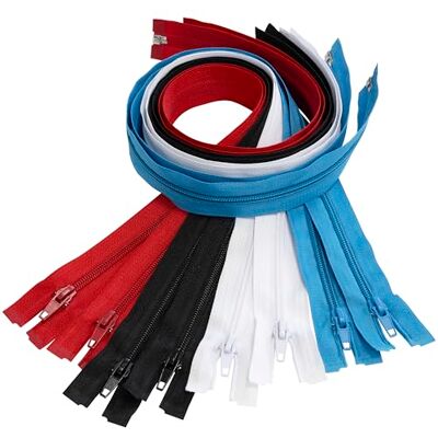 AERZETIX Set van 8 spiraalritssluitingen nr. 5 60 cm deelbaar met schuiver van nylon polyester metaal kleur zwart wit rood marineblauw naaicreaties DIY textiel AERZETIX Set van 8 spiraalritssluitingen nr. 5 60 cm deelbaar met schuiver van nylon polyester metaal kleur zwart wit rood marineblauw naaicreaties DIY textiel