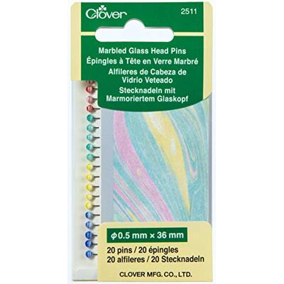 Clover Kopspelden van gemarmerd glas, 20 stuks Clover Kopspelden van gemarmerd glas, 20 stuks