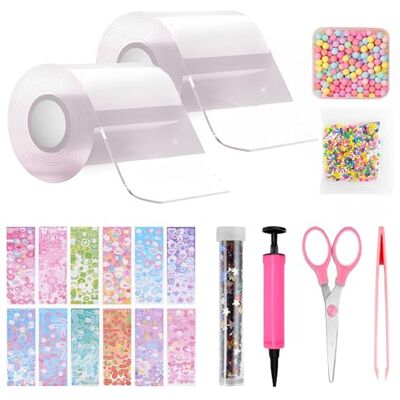 TFSZE 20 stuks Nano Tape Bubble Kit, Nano Tape Bubble Creatieve Werkset voor Kinderen, DIY Nano-Tape Bubble Kit, Bevat verpakkingen basismaterialen (Transparant Kleur x 2) TFSZE 20 stuks Nano Tape Bubble Kit, Nano Tape Bubble Creatieve Werkset voor Kinderen, DIY Nano-Tape Bubble Kit, Bevat verpakkingen basismaterialen (Transparant Kleur x 2)